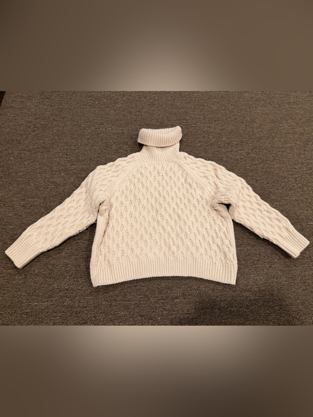 H&M Like NEW! Women's Heavy L Cream Cable Knit Turtleneck Sweater LS